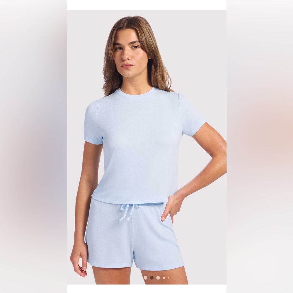 Nuuds Cloud light blue ribbed Pajama short set  XL